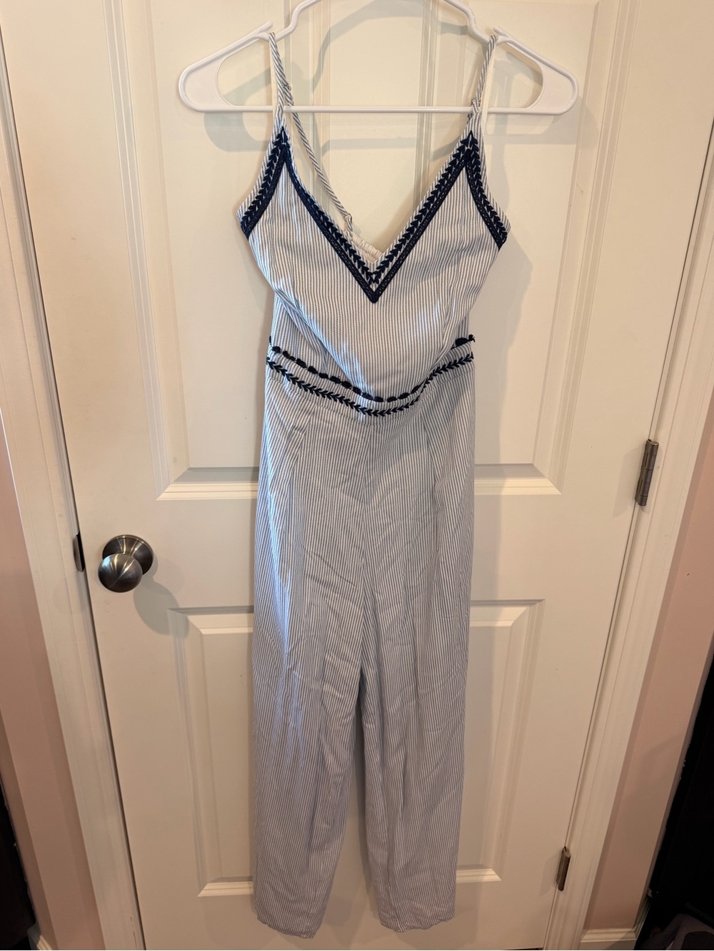 Japna Blue and White Sleeveless Jumpsuit Romper Size Small